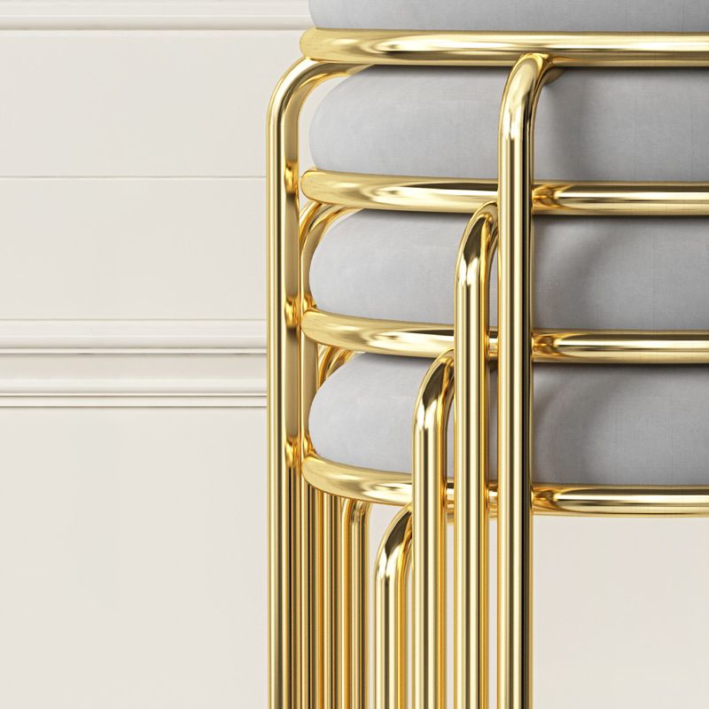 Glam Style Backless Barstool Round Counter Bar Stool with Metal Legs