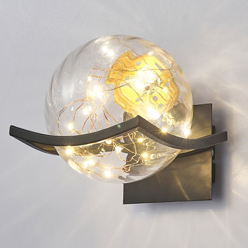 Modern Minimalist Style Wall Lamp Creative Round Glass Bedside Wall Lamp