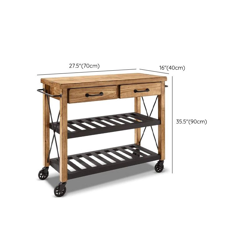 Modern Wooden Kitchen Island Rolling Kitchen Trolley with Towel Rack