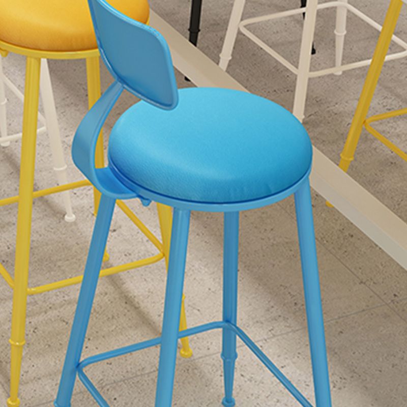 Industrial Dessert Shop Low Back Stool Matte Finish Upholstered Bar Stools
