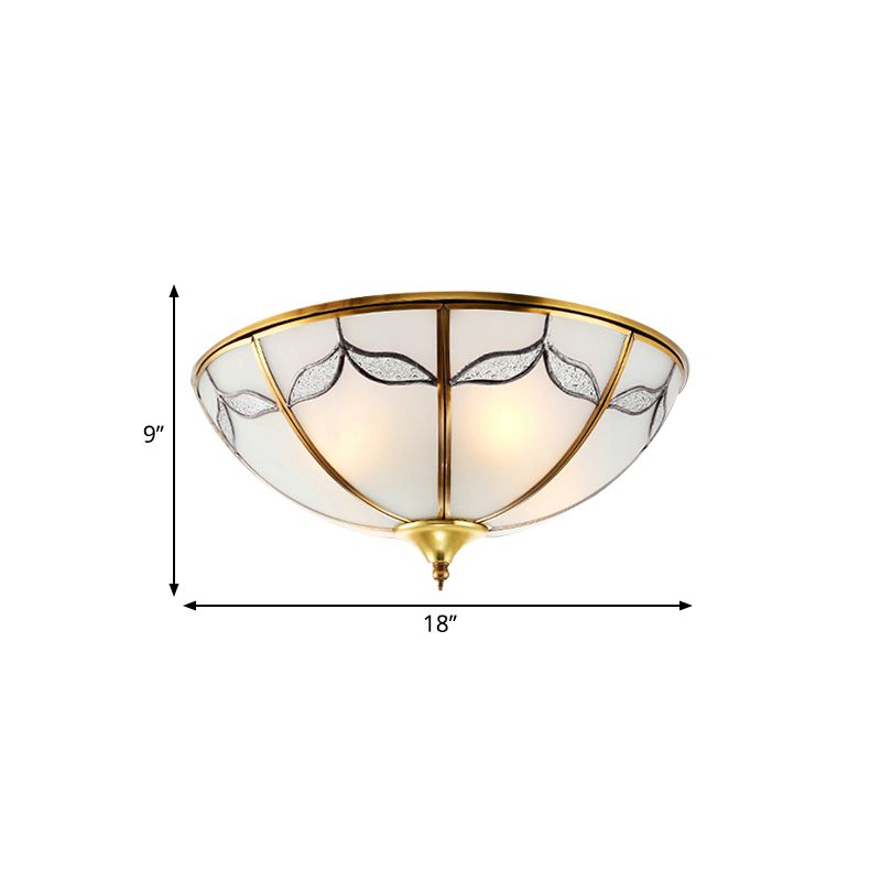 Plafoniera da soffitto a incasso larga in vetro smerigliato da 14"/18"/21,5" Tradizionale a 2/3/4 luci Illuminazione per camera da letto con montaggio ad incasso in oro