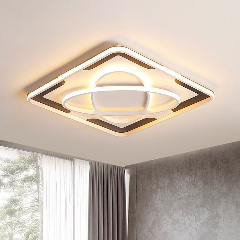 Integrierte Led Geometrische Bündelleuchte Modernes Metall Schwarz und Weiß Flush Ceiling Light in Warm/White, 18 "/23.5" /35.5 " W