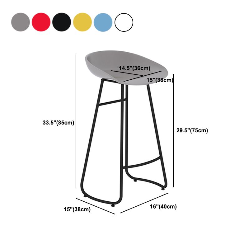 Modern Backrest Armless Counter Stool Iron Bar Stool with Acrylic Seat and Pedal for Cafe