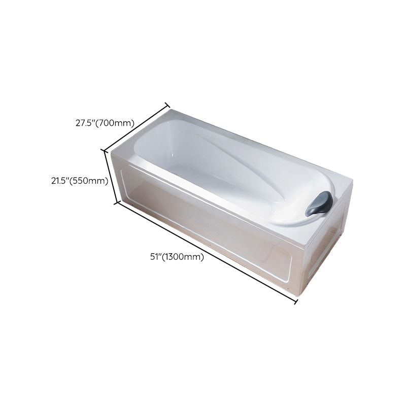 Back to Wall Rectangular Bath Freestanding Acrylic Soaking White Bathtub