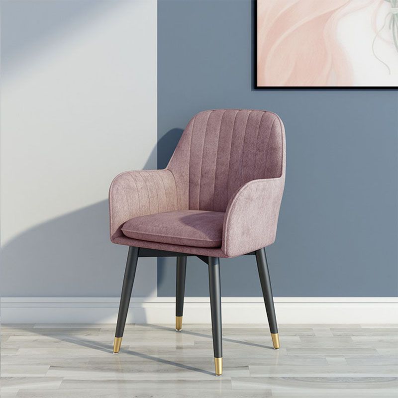 Sillas de comedor de tela escandinava para el hogar, silla lateral de comedor con respaldo sólido y brazo