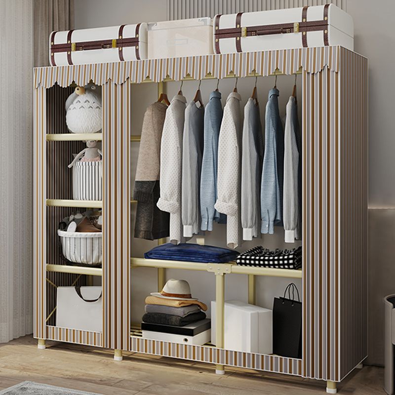 Contemporary Style Wardrobe Armoire Steel Frame Wardrobe for Bedroom