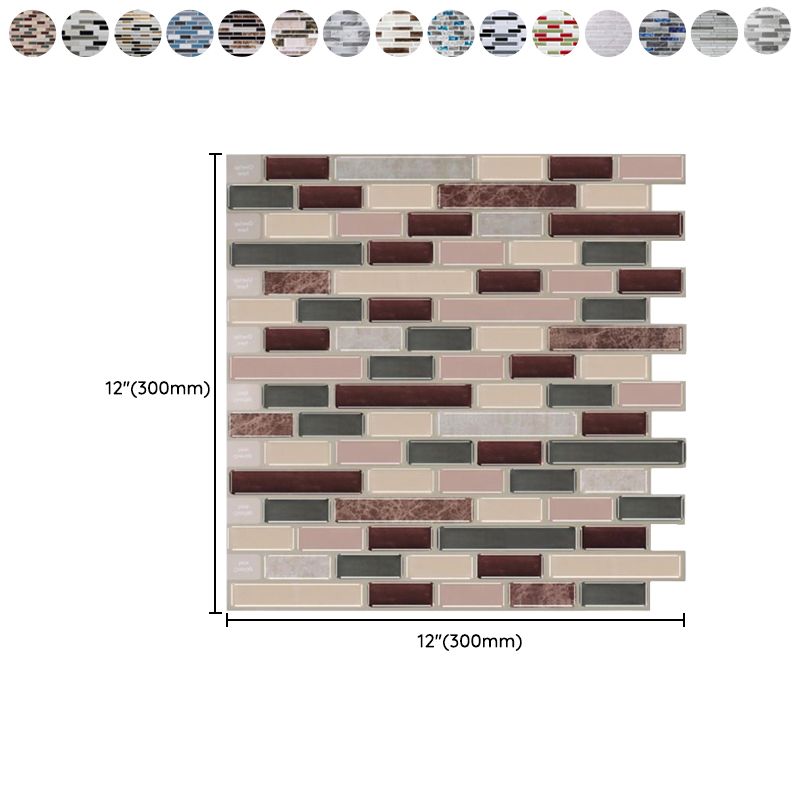 Peel & Stick Subway Tile Stain Resistant Plastic Rectangle Peel and Stick Tile 2 Pack