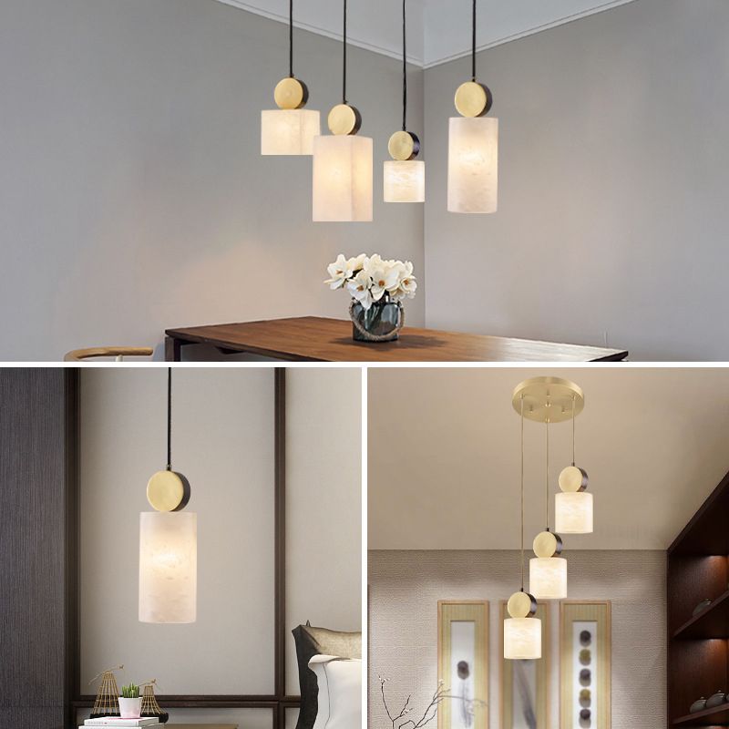 Lámpara colgante de comedor Contemporáneos de techo de techo de mármol múltiple de bulbo