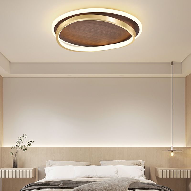 Brown Geometric Shape Flush Mount Modern Metal Ceiling Light Fixture with Acrylic Shade