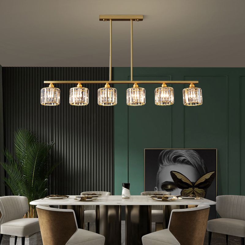 Contemporary Style Cylinder Shape Island Lights Crystal Island Lighting