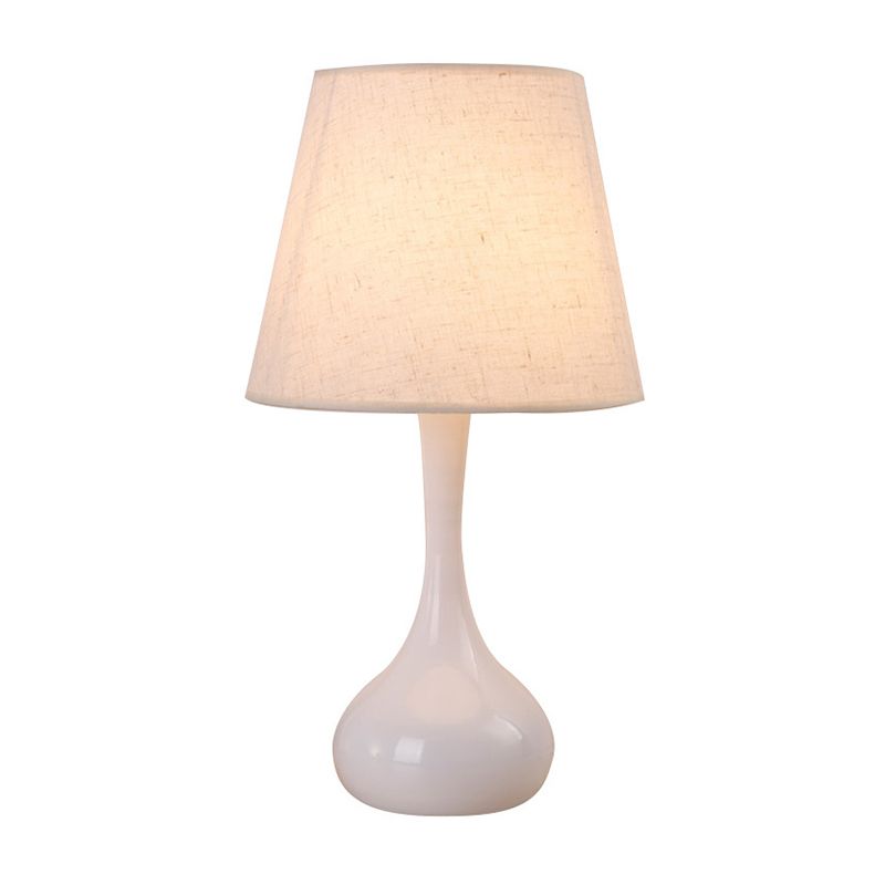 Nordic Empire Shade Night lampe Tissu à la lampe 1-Light Light Light avec cylindre / base de larme en noir / blanc
