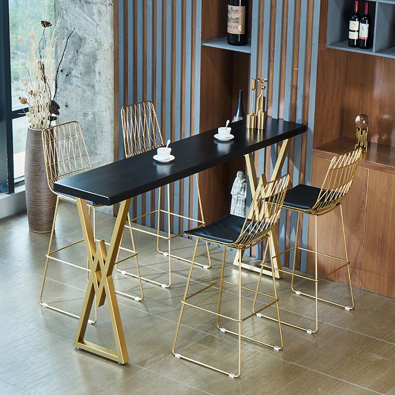 42-inch Height Cocktail Bar Table Nordic Black Wood Top Table for Dining Room