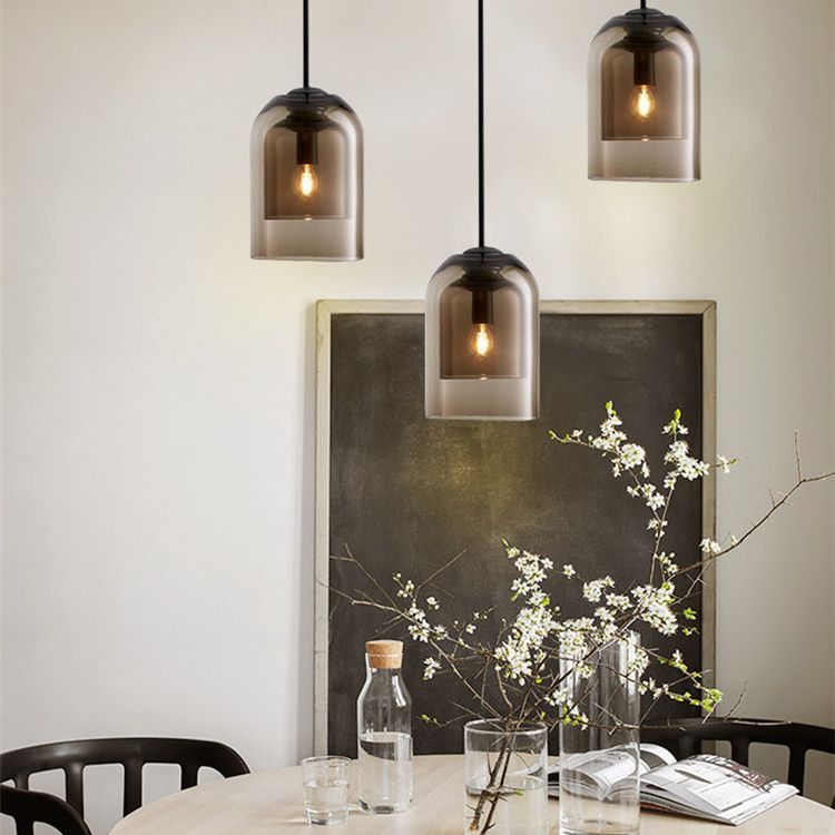 Bell Hanging Light Fixture Minimalist Style Glass Pendant Light Kit for Dinning Room