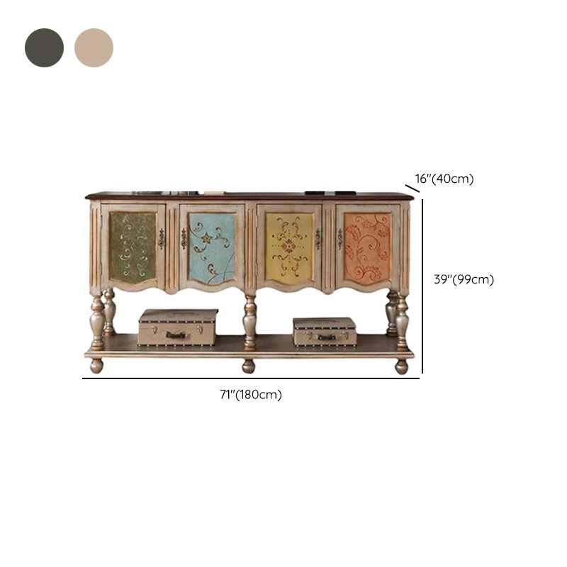 Industrial 4-Door Cabinet, 39" Tall Wood Rectangle Accent Chest, Distressed Wood