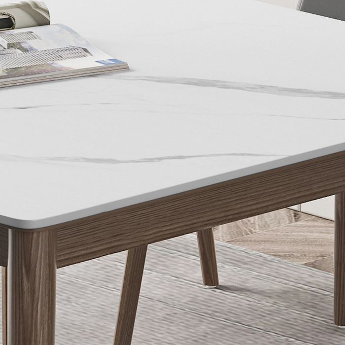 1/4/5/7 pcs en bois de noyer Ensemble de restauration moderne avec une table de table en pierre fritte