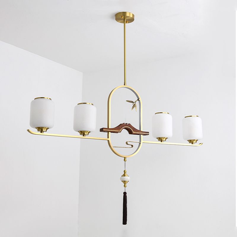 Simplicidad moderna Cilindro Luces de la isla de la isla Luces colgantes de vidrio blanco