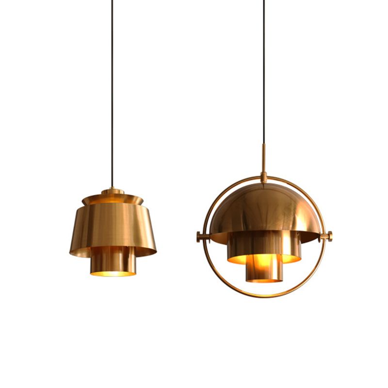 Gold 1 Light Pendant Lamp Mid-Century Creative Design Metal Hanging Lamp for Bedroom