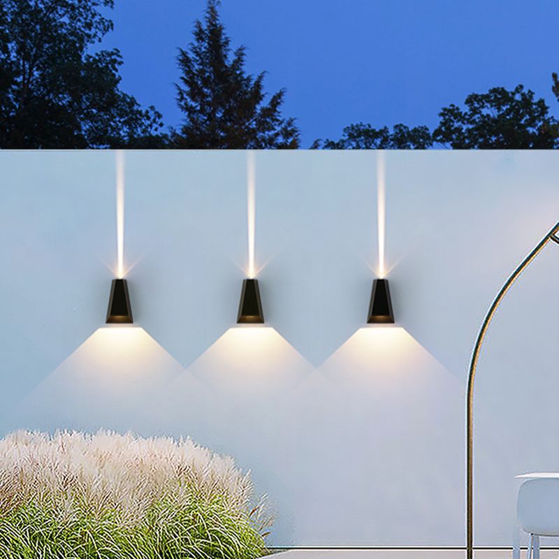 Luz de pared geométrica moderna aluminio 2 luces lavadora de pared para al aire libre