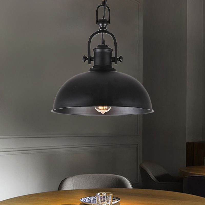 Kom schaduw metalen hanglamp industrieel 1 lamp slaapkamer hangend licht met 23,5 "verstelbare ketting in zwart