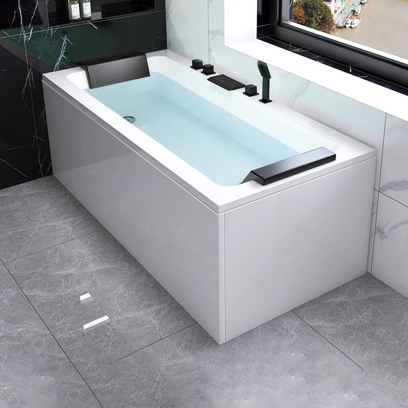 Modern Soaking Freestanding Bathtub White Acrylic  Rectangular Bath Tub