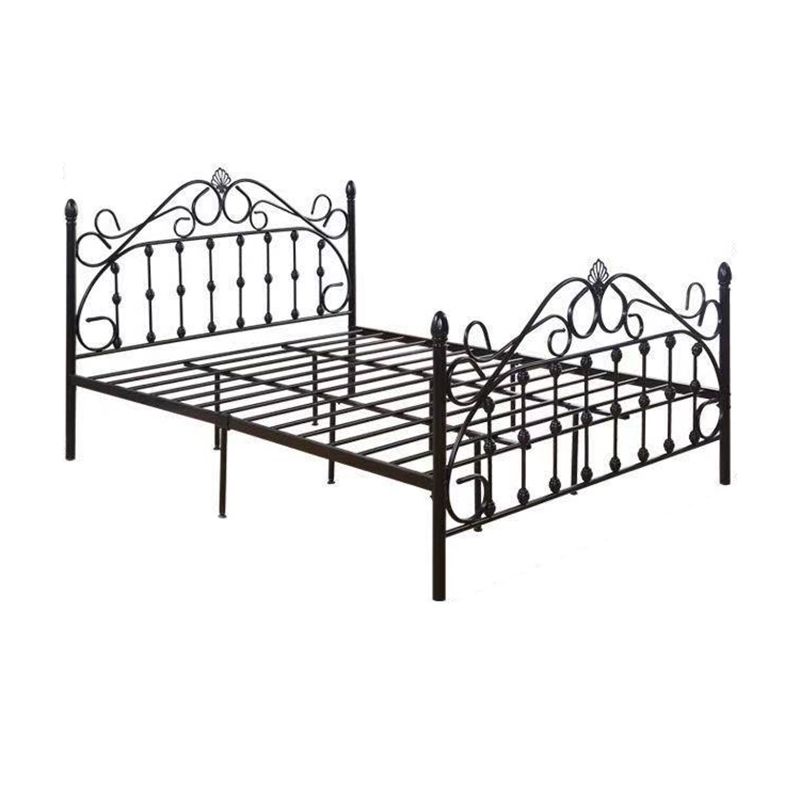 Industrial Metal Standard Bed, Open-Frame Arched Headboard Bed