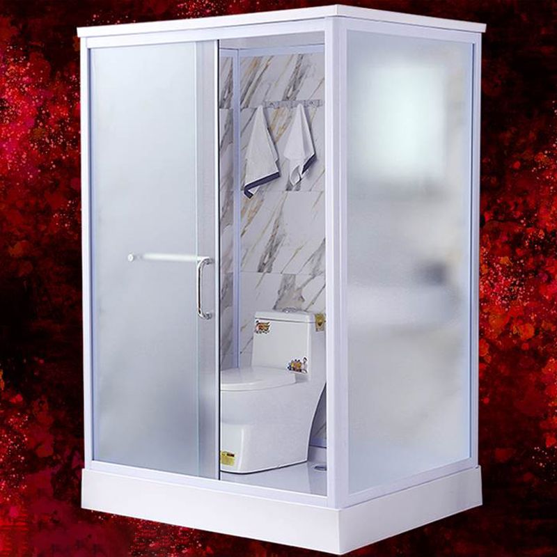 Framed Single Sliding Shower Kit Rectangle Frosted Shower Kit