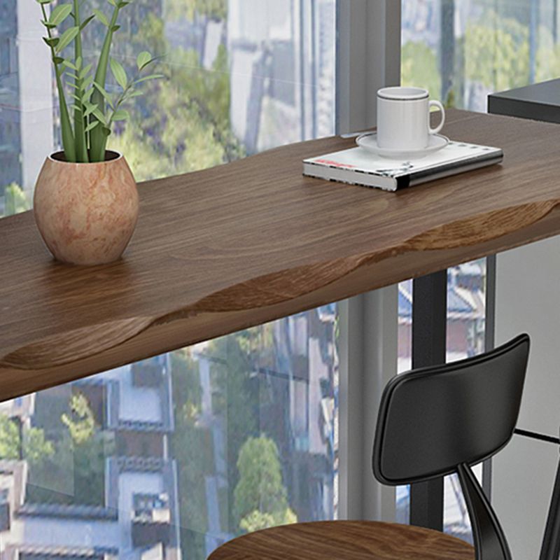 Modern Bar Dining Table Indoor Rectangle Wood Bar Table Sled Base in Black