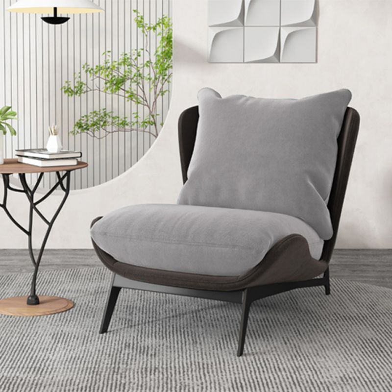 Contemporary Slipper Accent Chair, Faux Leather Accent Chair with Removable Cushions