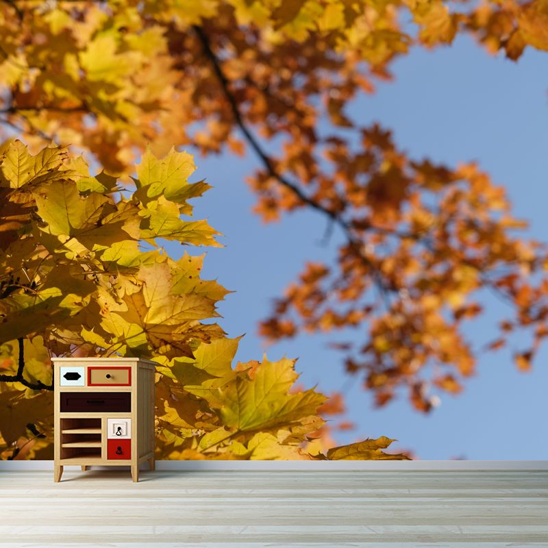 Nature Tree Leaf Mural Modern Living Room Wall Covering, Mildew Resistant