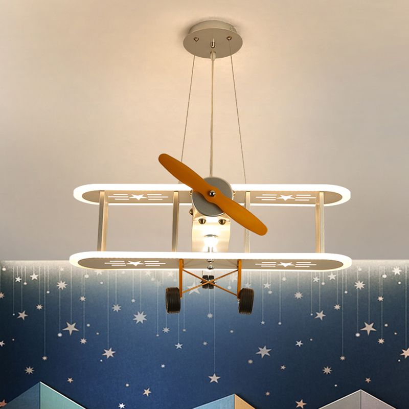 Biplane Acrylic Suspension Light Creative LED Chandelier Pendant Light for Boys Room