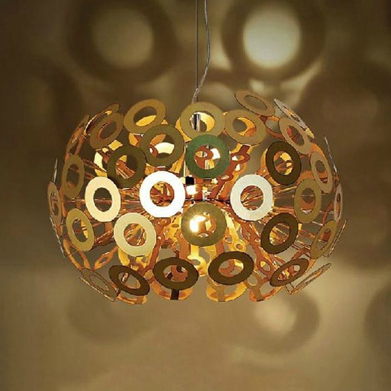 Modern Stylish Burst Aluminum Pendant 1 Bulb Hanging Ceiling Light in White with Peacock Feather Element, 18"/21.5" Width