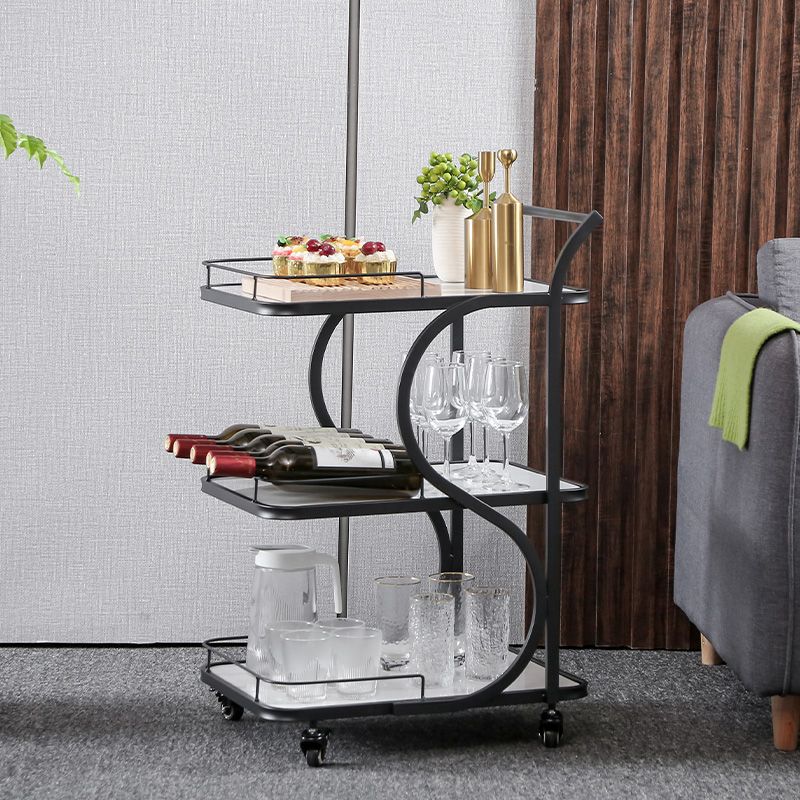 Modern Rolling Prep Table Rectangular Metal Prep Table for Home Use