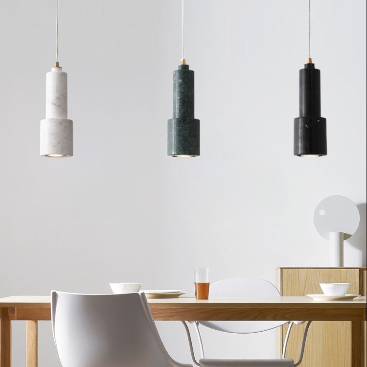 Cylinder Dinning Room Pendant Lighting Fixture Stone Nordic Style Hanging Light Fixture