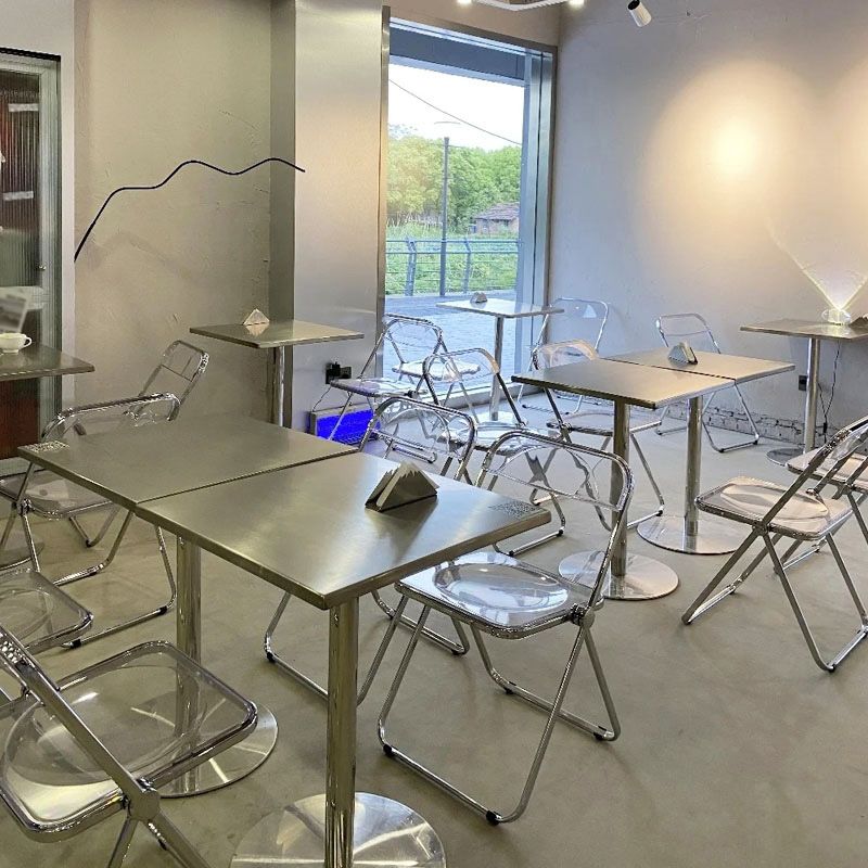 Metal Industrial Square Dining Table Stainless Steel Table for Kitchen and Dining Room