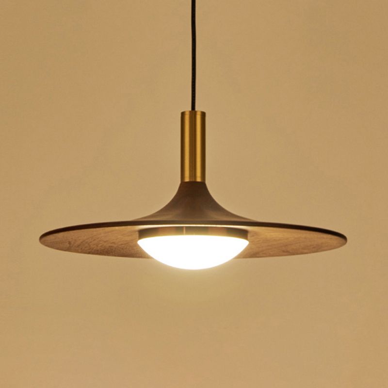 Le lampadario a sospensione a sospensione contemporanea con tonalità piatto in legno.