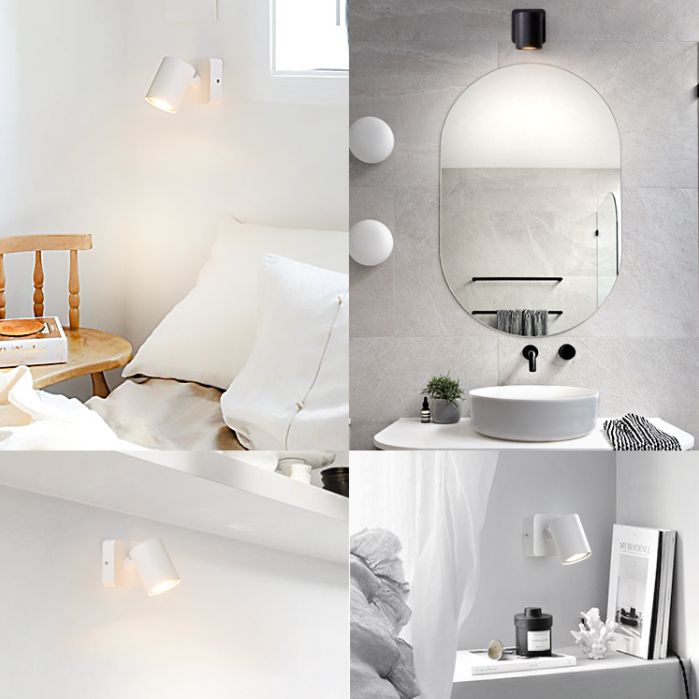 Moderno moderno muro in stile cilindro monte leggero metallo 1 flioncini per parete per camera da letto