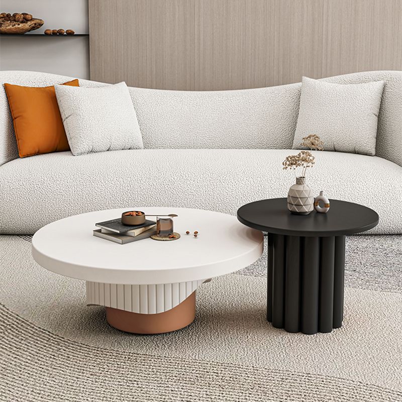 Pedestal Round Coffee Table Set Modern Minimalist Cocktail Table