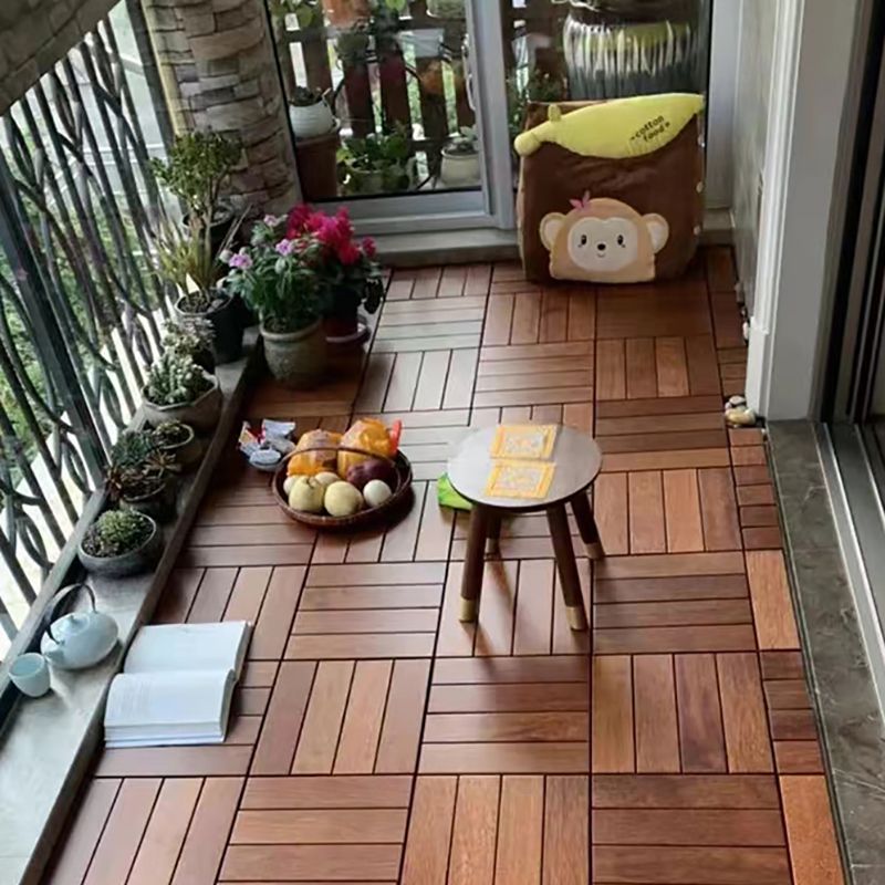 4-Slat Wood Deck/Patio Flooring Tiles Interlocking Installation Floor Board Tiles