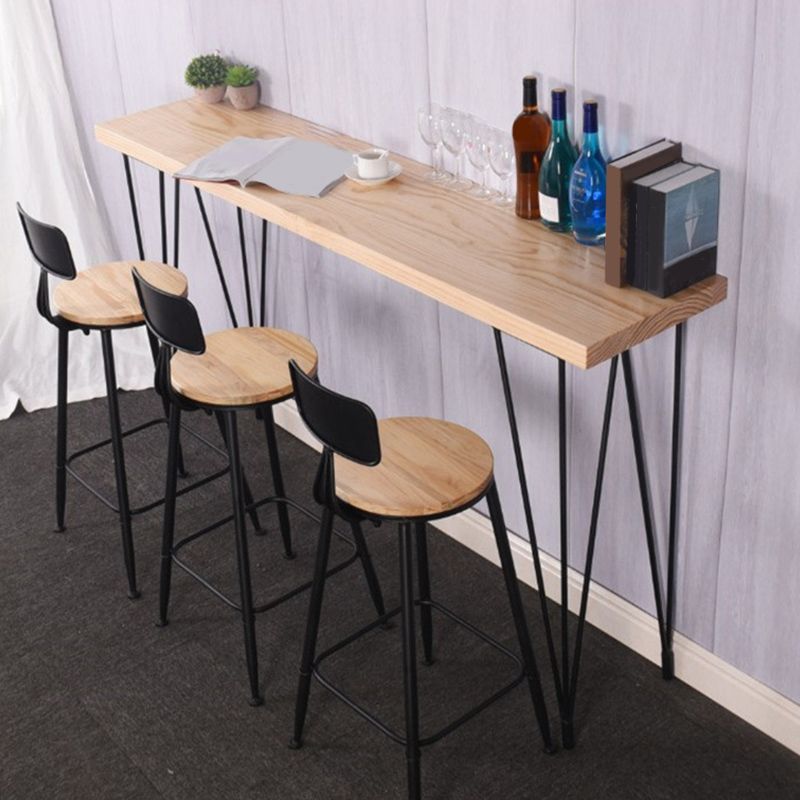Wood Top Table Industrial Style Bistro Pub Table with 4 Legs