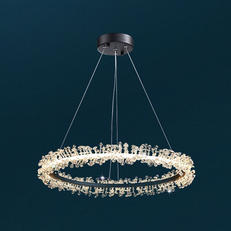 1 Light Linear Pendant Lights Modern Crystal Pendant Lighting Fixture for Living Room
