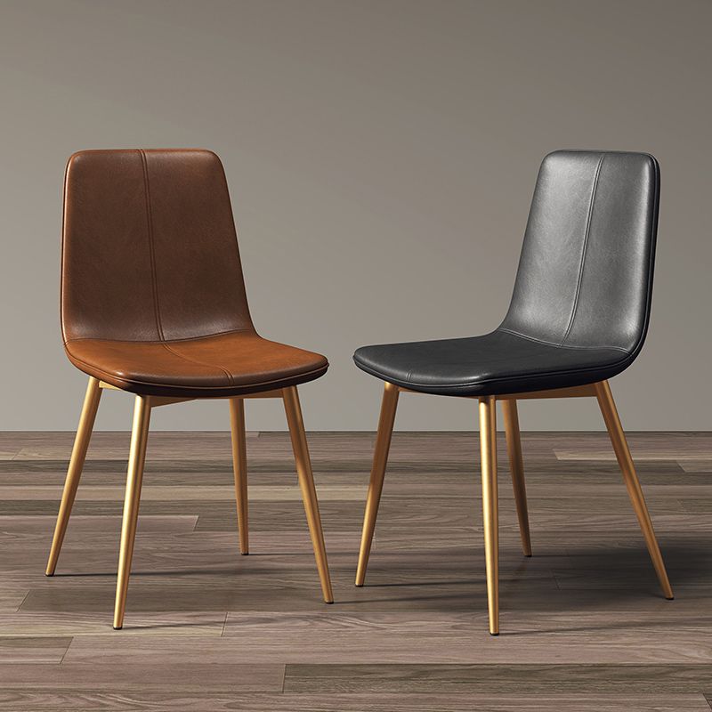 Modern Style Side Chair Faux Leather Dining Chair with Metal Leg