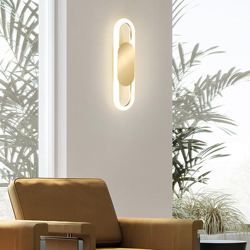 Oval 1 - Light Wall Flush Mount in Gold / Black Post Modern LED Wall Light
