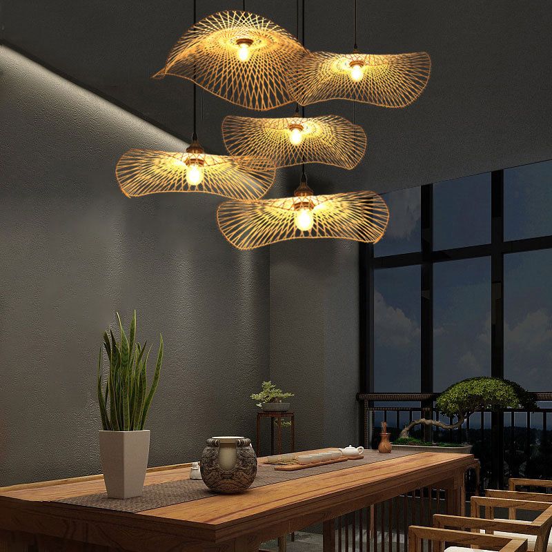 Chinese Pendant Lighting Fixtures Bamboo Hanging Light with Hanging Cord for Restaurant