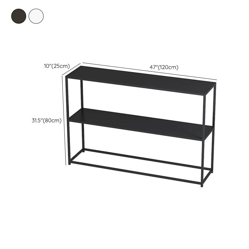 Modern 9.84" W Console Table Iron Frame Base Accent Table with Shelves