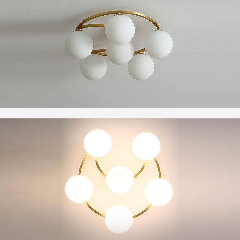 Globe Semi Flush Mount Leuchte Traditionelle Milchglas Deckenleuchten für Wohnzimmer