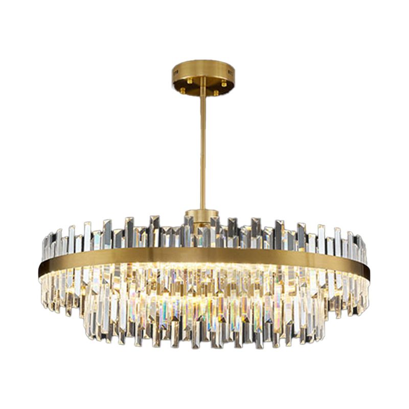 Contemporary LED Metal Pendant Light with Crystal Shade for Living Room