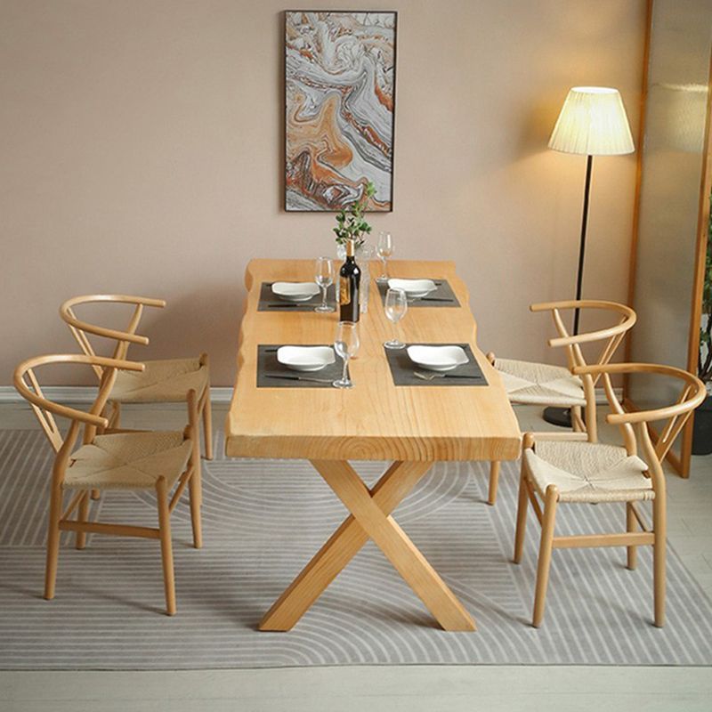 Solid Wood Dining Set 1/2/5 Pcs Rectangle Dining Table and Wishbone Chairs