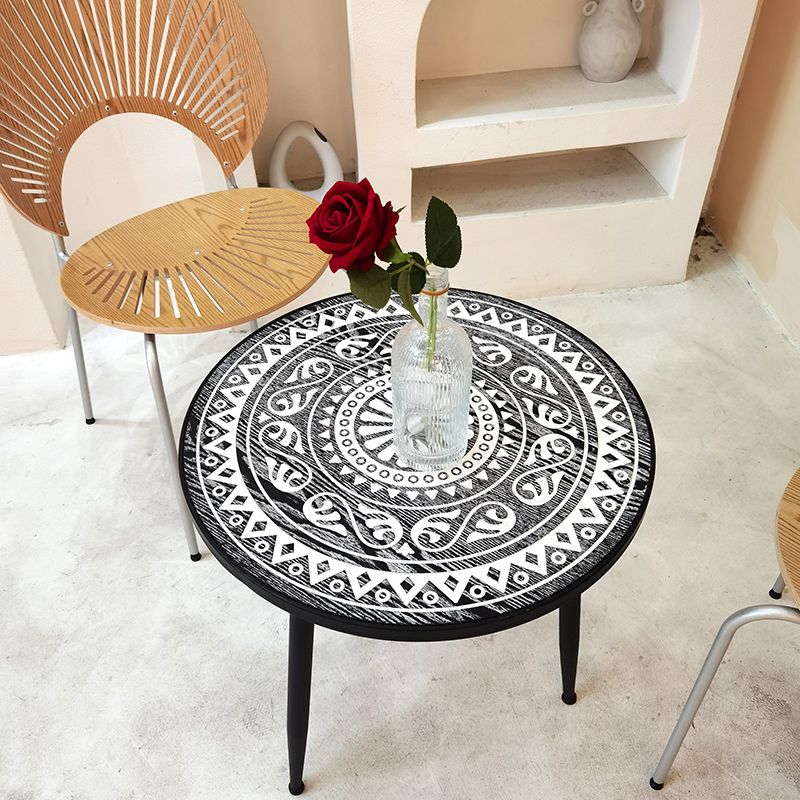French Country 3 Legs Sofa Side Accent Table Solid Wood Round End Table