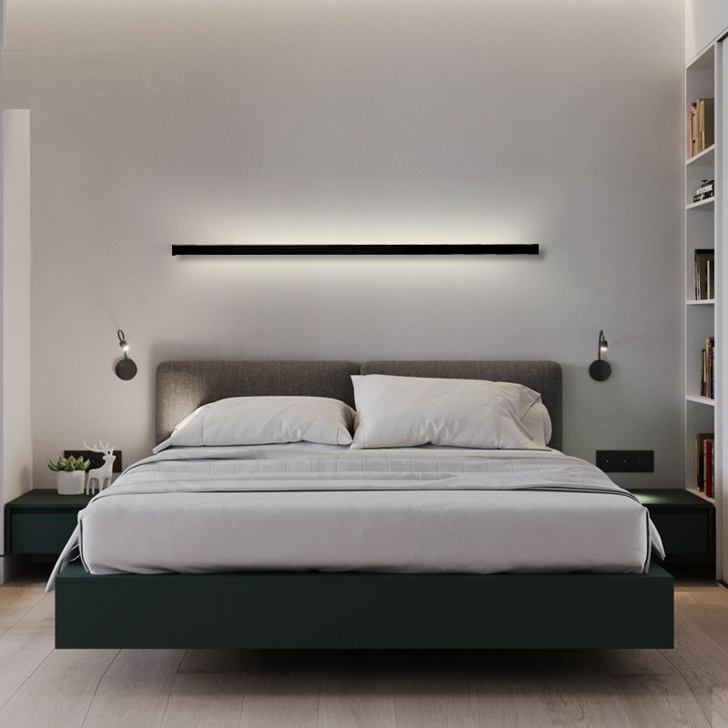 Black Rectangular Wall Light Sconces Modern Style Aluminum 1-Light Wall Lamps