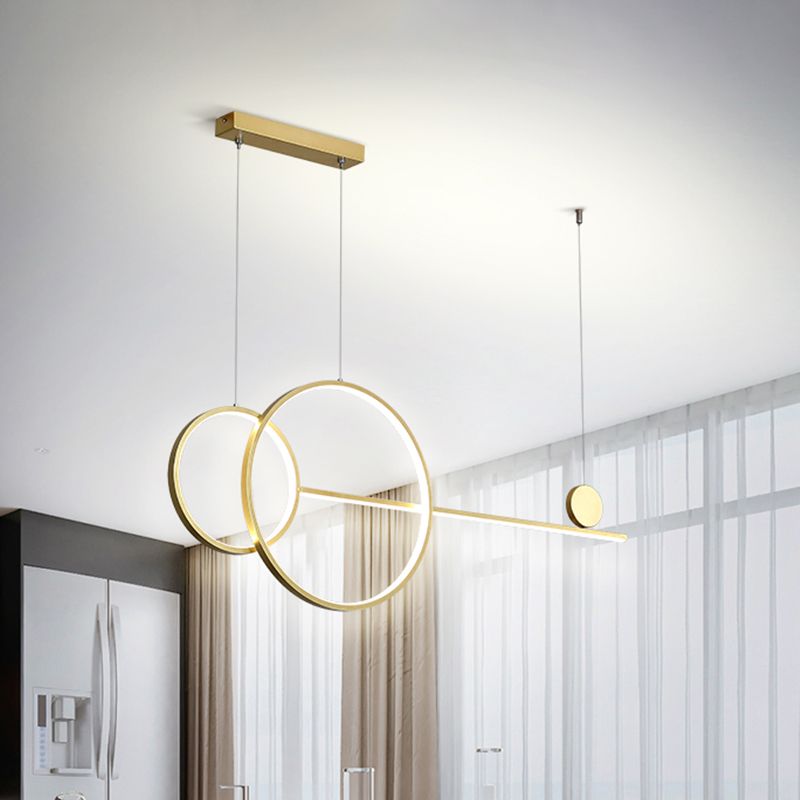 Idee di illuminazione dell'isola circolare nera/oro lampada lampadario acrilico a led nordica con design di linea